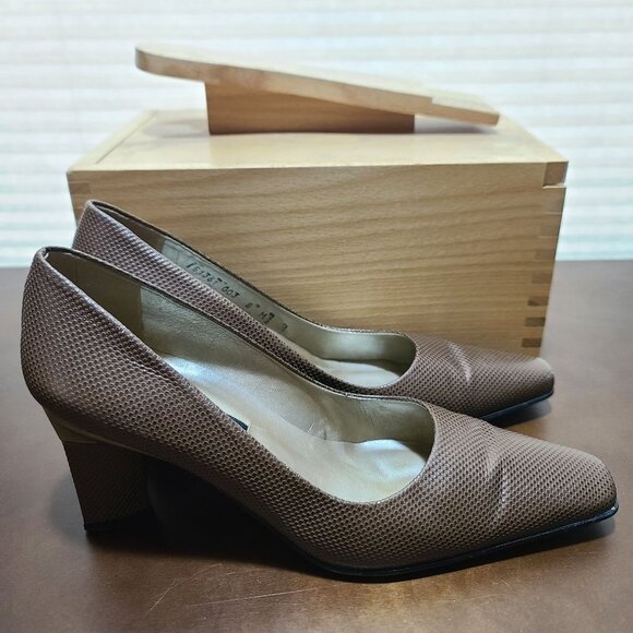 EXCELLENT USED SHOES PROXY ITALIAN LEATHER COPPER GOLD MESH TEXTURED HEELPUMPS 8 - Picture 5 of 14